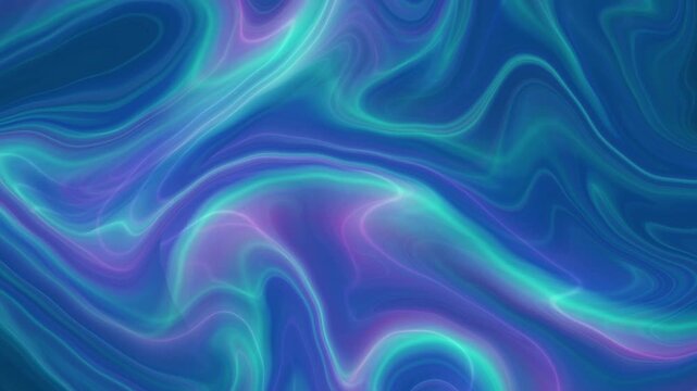 Abstract Blue and Cyan Neon Fluid in Continuous Motion 15s
