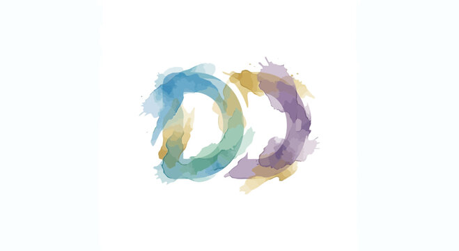 Watercolor letter DD logo design with artistic brush strokes.