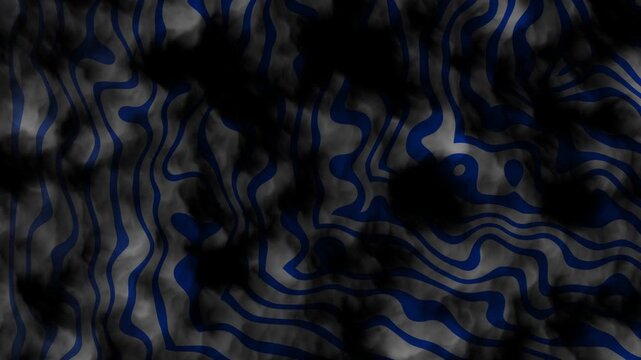 Abstract wavy blue pattern with dark smoke grey shadows, liquid dynamic effect, suitable for backgrounds, digital designs, motion graphics.