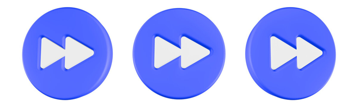 3D double right-pointing arrow symbol for fast-forward or skip-forward