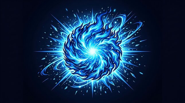Powerful cosmic fireball spinning with radiant blue light
