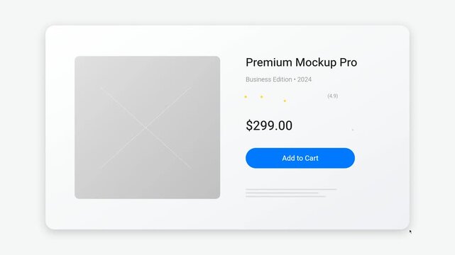 Minimalist Digital Product Interface Card Design Featuring Price Display and Purchase Button for Web E-commerce UI Layout