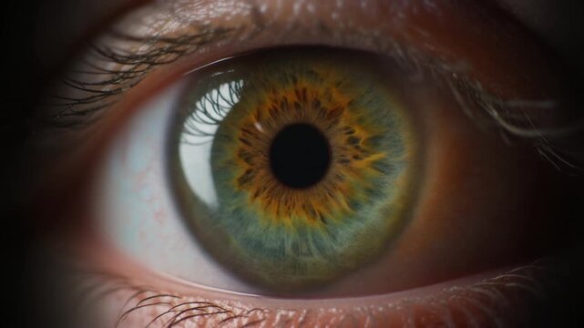 Extreme macro footage of a single healthy human hazel iris viewed straight on with natural brown pigmentation for world sight day