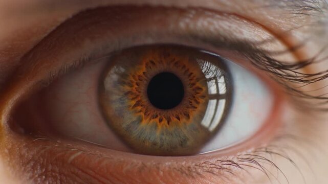 Extreme macro footage of a single healthy human brown iris viewed straight on with natural pigmentation for world sight day