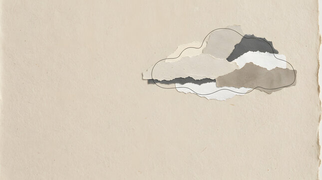 Abstract layered cloud shapes in neutral beige tones.