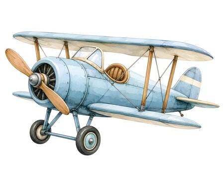 A vintage pastel blue airplane