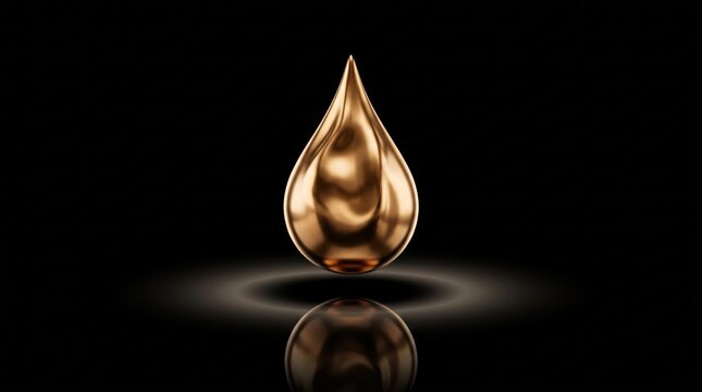 OLED Minimalist Floating Liquid Gold Droplet on Black Background Luxury OLED Wallpaper with Copy Space