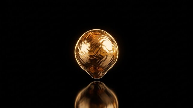 OLED Minimalist Floating Liquid Gold Droplet on Black Background Luxury OLED Wallpaper with Copy Space