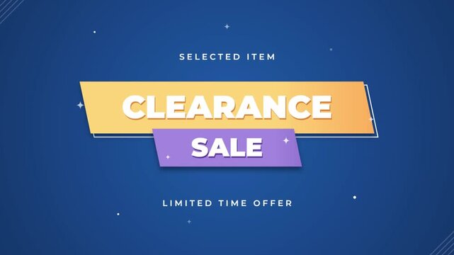 Clearance Sale Limited Time Offer Clean Blue Skewed Geometric Animated Promo Banner