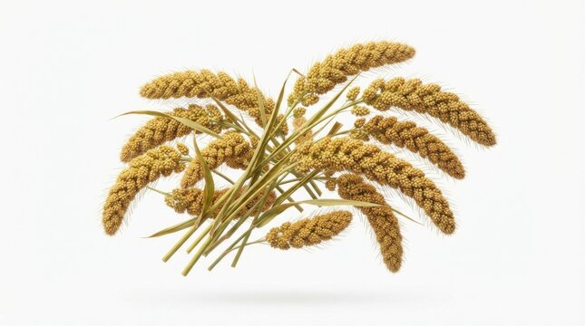 Close-up of golden foxtail millet grains in natural light