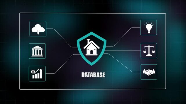 Secure real estate database system with cloud storage protection, smart property management network, digital housing security and safety solution.