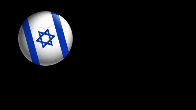 Bouncing Football with Israel Flag Pattern on Black Background