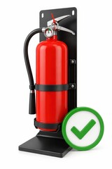 Obraz premium Warehouse Fire Extinguisher Inspection With Pressure Gauge and Safety Pin for Emergency Readiness Compliance