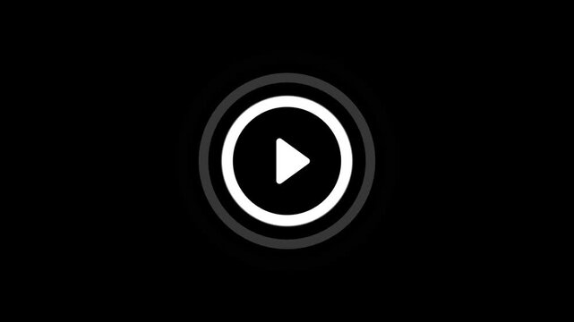 A play button icon at center of screen with animated circles around it pulsating to indicate activity.