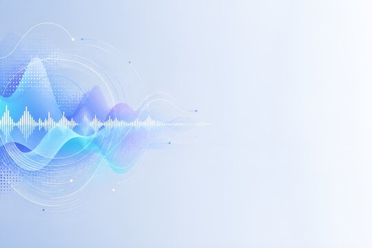 サウンドウェーブと波形データを組み合わせたデジタルベクター背景 音声・通信・AIをイメージしたモダンデザイン（AI生成）