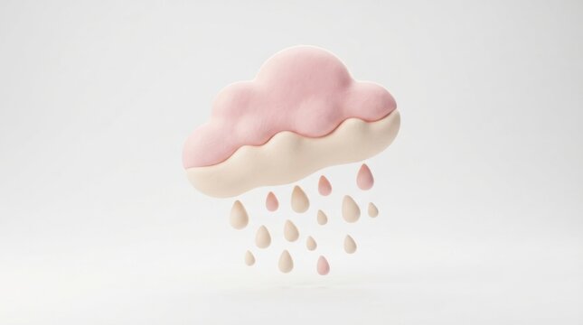 Digital illustration of a rain cloud with falling water droplets
