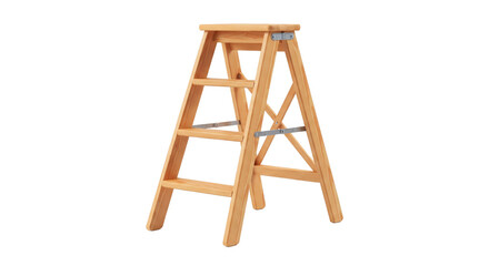 Foldable wooden ladder isolated on transparent background  © Astral Pixel