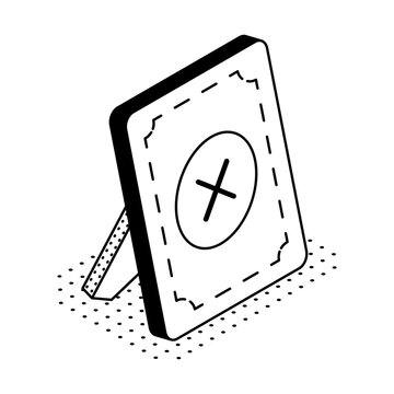 Standing picture frame with a crossed symbol, representing missing artwork or image content.