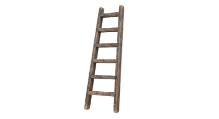 Rustic wooden ladder isolated on transparent background © Astral Pixel