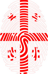 Obraz premium Georgia Flag Fingerprint Identity Vector Georgian DNA Heritage Graphic