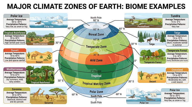 Educational Diagram of Earths Major Climate Zones and Biome Ecosystems