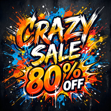 Crazy sale 80 percent off colorful explosion style banner design
