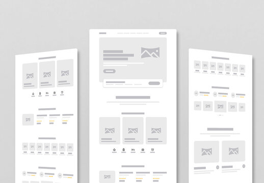 Minimal Ecommerce Landing Page Wireframe Template with Product Gallery