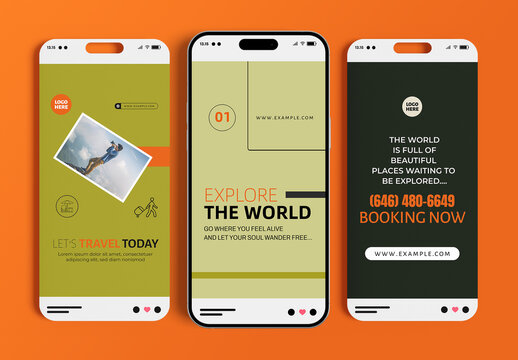 Travel Adventure Social Media Story Post Template Set