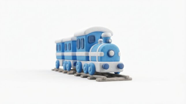 3D render of a colorful clay-style train model