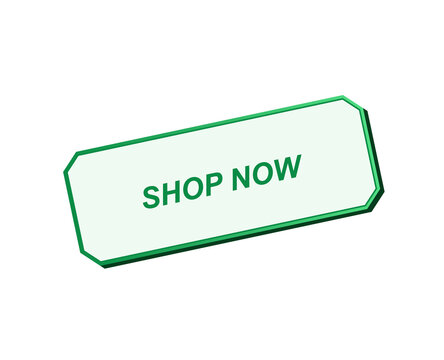 Glowing neon shop now button isolated on a black background