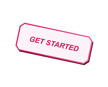 Neon pink get started button isolated on a black background