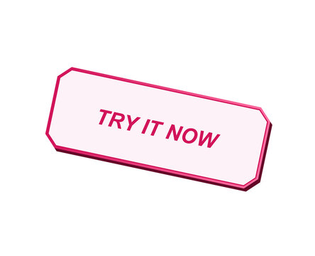 Neon pink try it now button isolated on black background