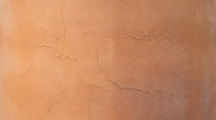 Fototapeta premium Stucco wall displays a textured orange surface with subtle cracks running across the weathered plaster.