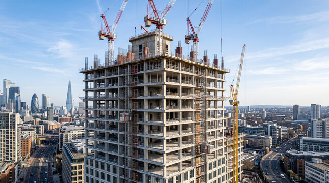 Unfinished reinforced concrete commercial tower structure