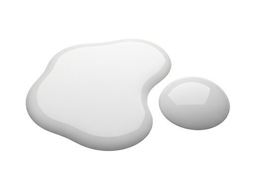 A single grey liquid puddle and a small drop isolated on a transparent background
