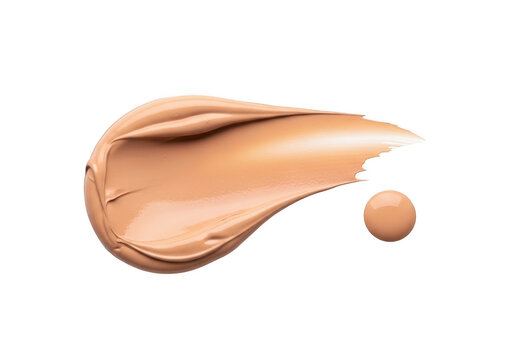Beige liquid foundation makeup smear isolated on a transparent background