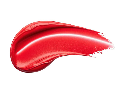 Bright red lipstick smear isolated on a transparent background