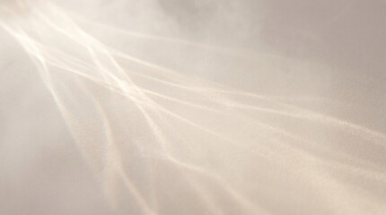 Ethereal light rays through smoke, soft sunbeams on beige background, cinematic atmospheric mist texture for overlay