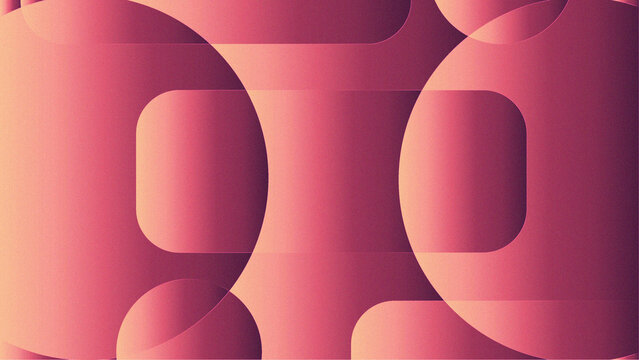 Abstract texture background with circles and rounded rectangles in varying shades of pink and orange.