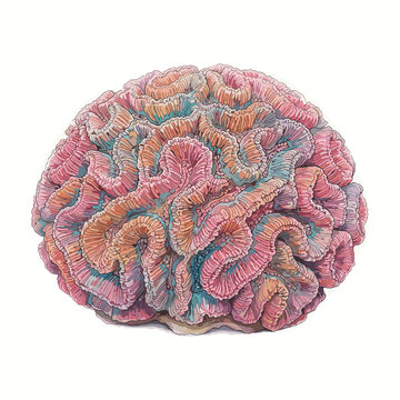 Watercolor brain coral texture organic pattern for science blogs, marine biology websites, ocean awareness posters, and graphic art