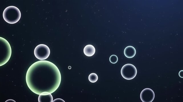 floating soap bubbles in dark background motion sequence