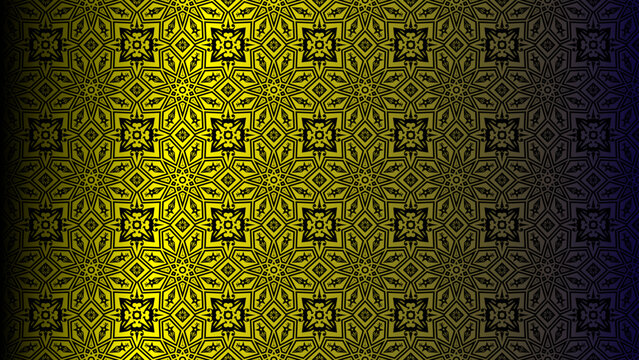 Seamless yellow olive green geometric batik pattern background vector vintage ornament texture wallpaper