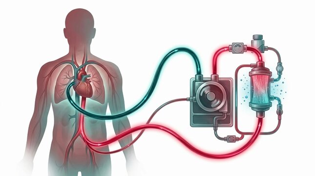 Diagram of an ecmo machine connected to human circulation