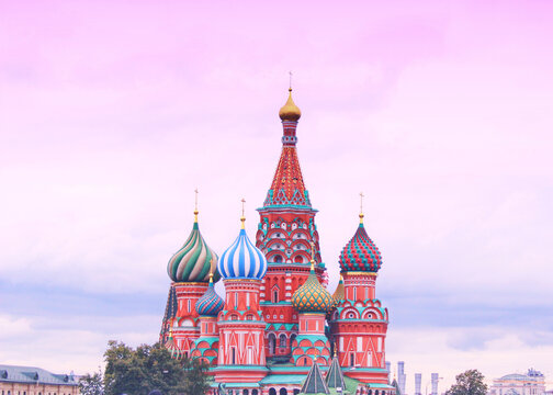 Saint Basil's Cathedral Moscow - Colorful Onion Domes at Sunset