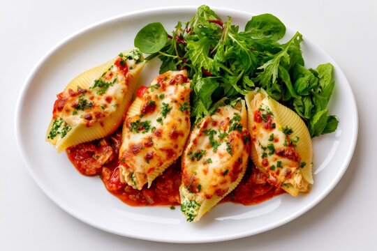 Baked stuffed shells with spinach and cheese