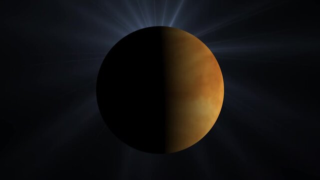 Illuminated Planet in Deep Space