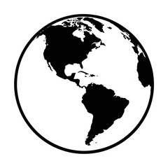 Obraz premium PNG Black and white globe illustration of the Americas