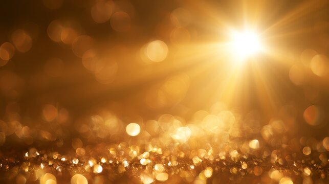Warm Golden Bokeh Festive Background with Glowing Light
