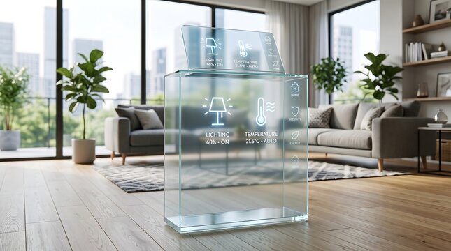 Central smart home automation hub interface displayed on a modern touch screen device.