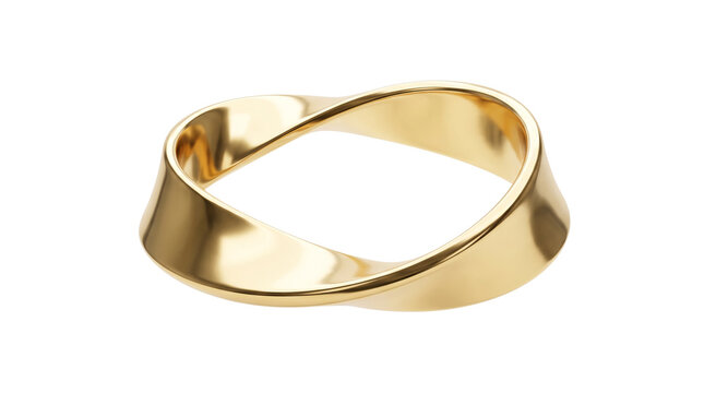 A gold mobius strip ring isolated on transparent background